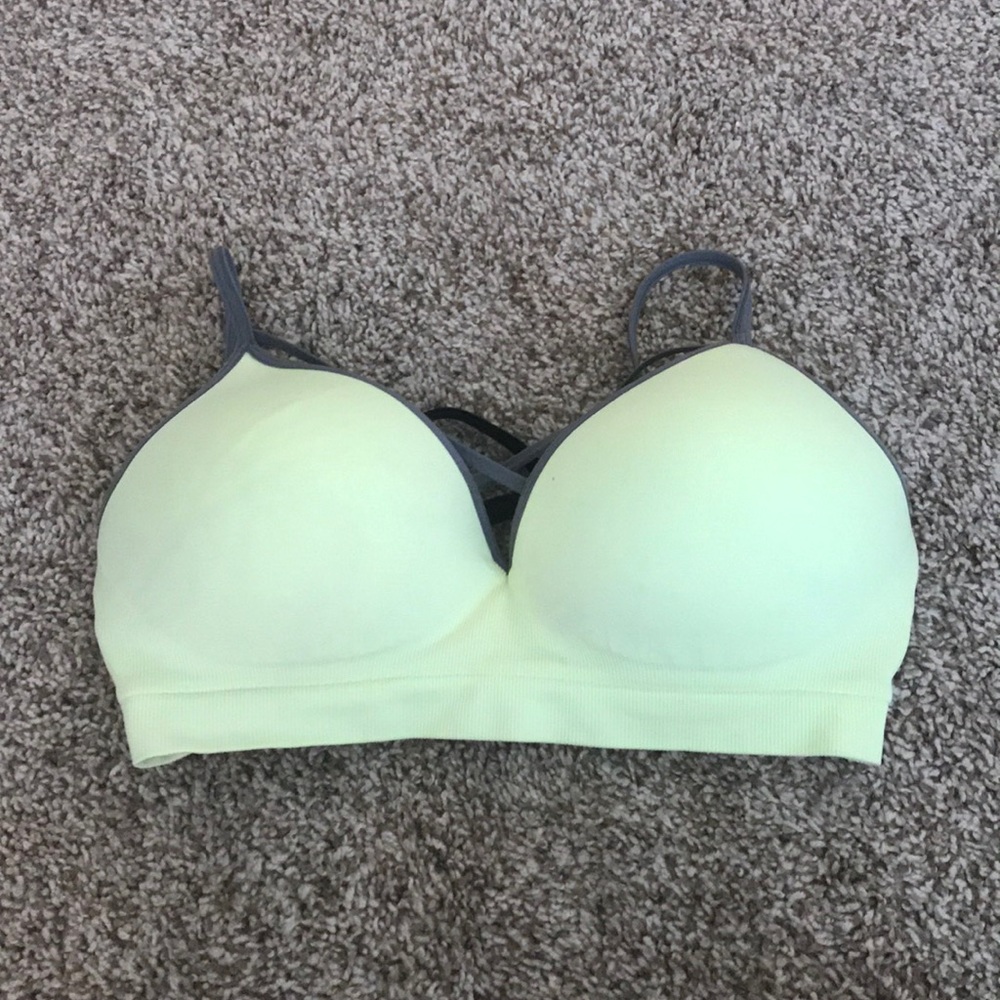 Neon yellow sports bra